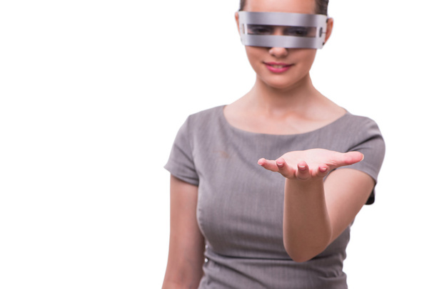 Concetto futuristico con tecno cyber donna isolata su bianco
 - Foto, immagini