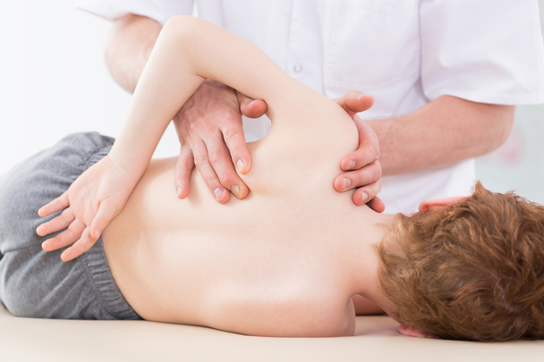 Scoliosis exercises with professional therapist - Zdjęcie, obraz