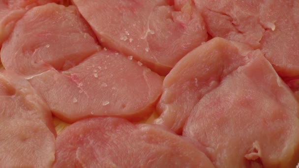 Raw turkey breast steak ready for cooking - Footage, Video