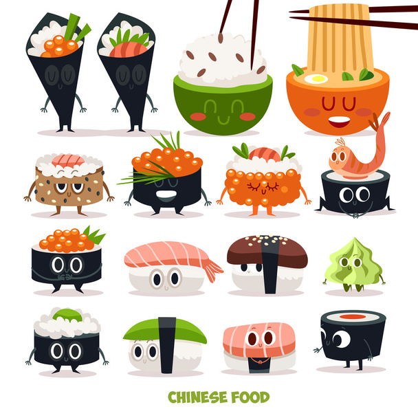 Personajes divertidos de sushi
 - Vector, Imagen