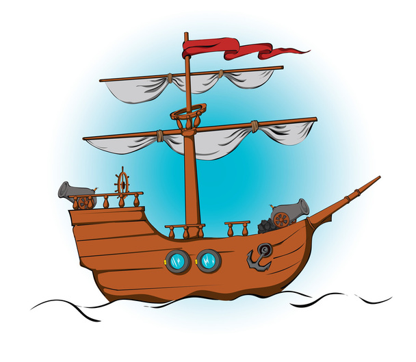 Ship with cannons - Vector, Image