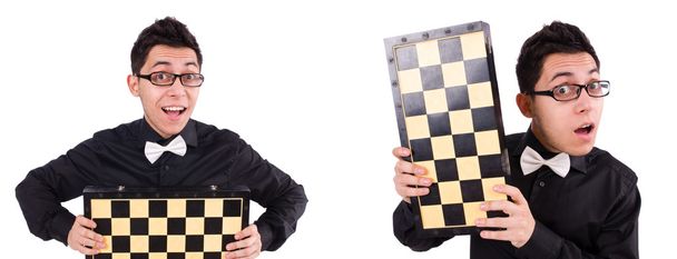 Смешной шахматист, изолированный на белом - Фото, изображение