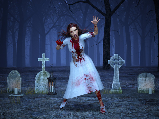 3D CG rendering of a female zombie - Photo, Image
