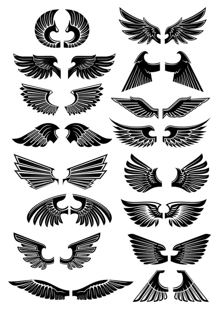 Vleugels van de heraldische pictogrammen symbolen - Vector, afbeelding