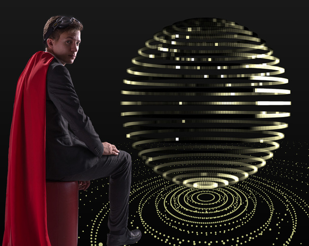 Человек с красной обложкой в концепции супергероя
 - Фото, изображение