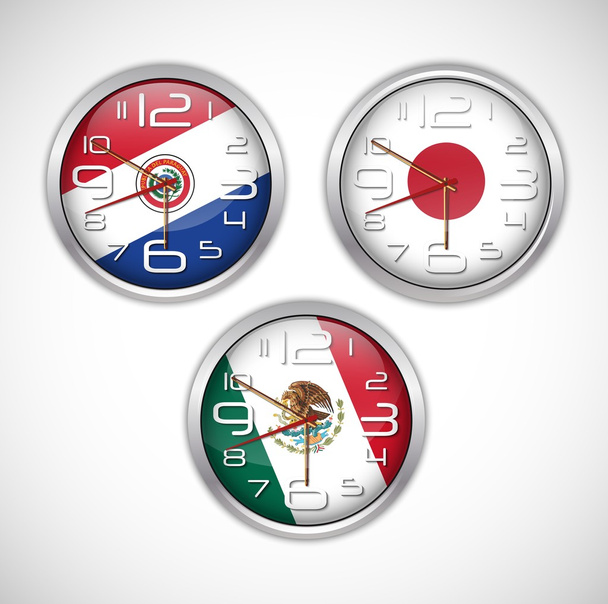 Nations wall clocks of flag - Vector, Image