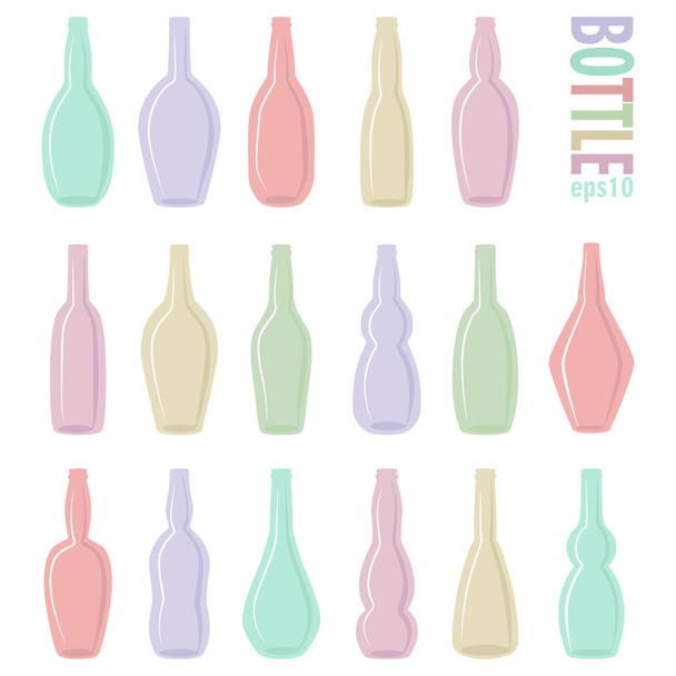 Set van eenvoudige flessen, vlakke stijl. Kleurrijke fles - Vector, afbeelding
