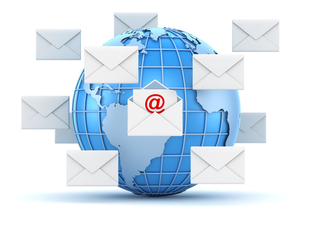 E-mail concept with world and envelope - Photo, Image
