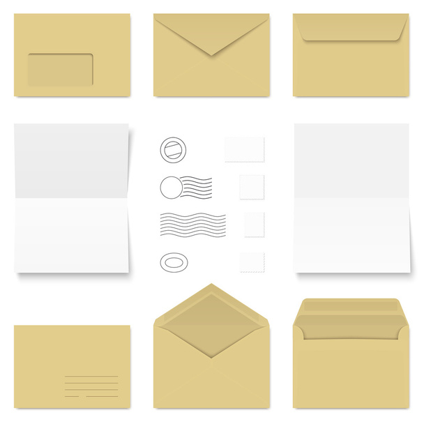 envelopes and postage stamps - Вектор, зображення
