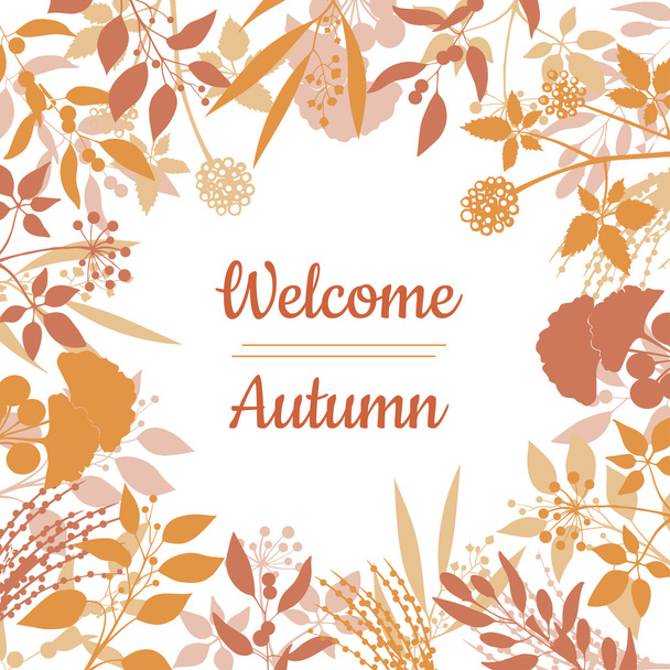 Estilo de diseño plano Welcome Autumn card
 - Vector, Imagen