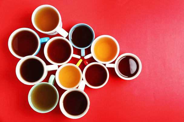 Cups of tea, top view - Фото, зображення