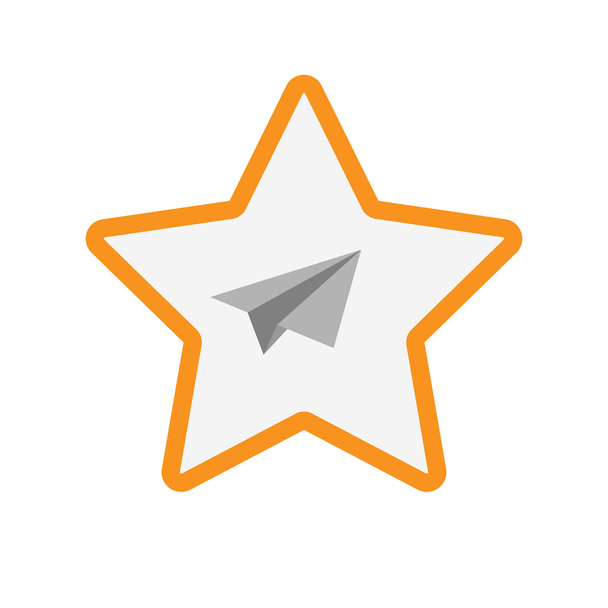 Izolované linie umění ikonu hvězdičky s papírové letadlo - Vektor, obrázek