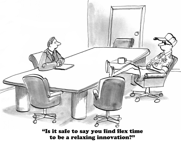 Business cartoon about flex time - Photo, Image