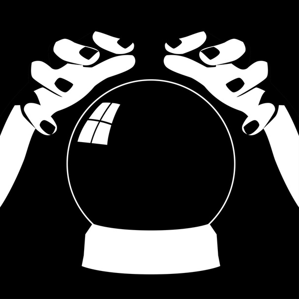 Fortune teller hands with crystal ball - Vector, Image