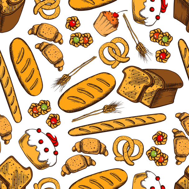 Bakery and patisserie seamless background - Vector, Imagen