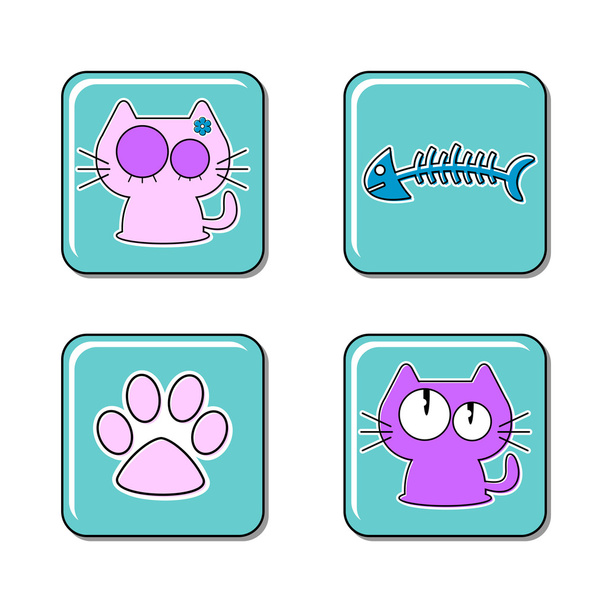 Cute cat icons - Vector, afbeelding