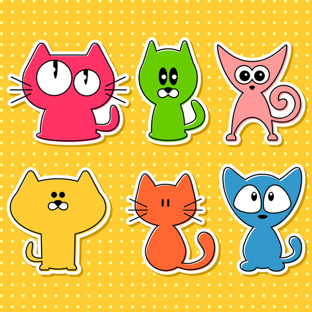 Cute funny cats set - Vector, Image