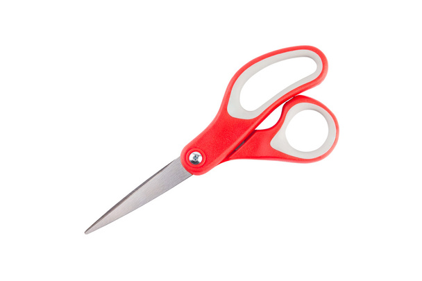 Červené nůžky izolované na bílém pozadí - Fotografie, Obrázek