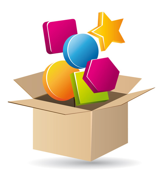 Glossy objects in a shipping box vector concept - Vector, Imagen