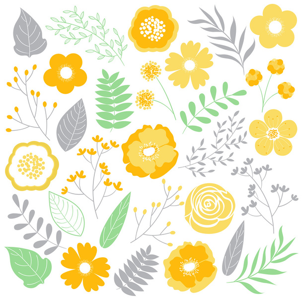 Floral Yellow Set - Vector, Imagen