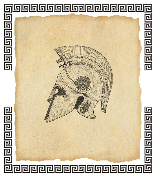 Stará řecká helma ilustrace - Fotografie, Obrázek
