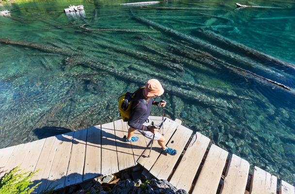 Πεζοπόρος, στη λίμνη Garibaldi, Καναδάς - Φωτογραφία, εικόνα