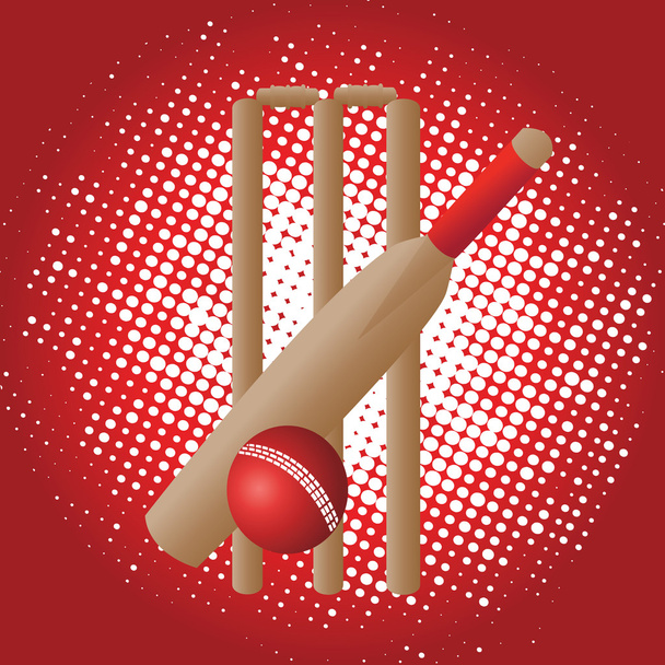 cricket set on red background - Vector, Image