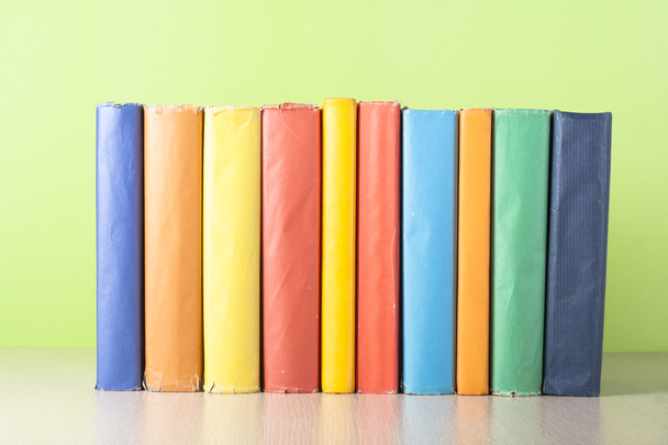 Stack of colorful books. Education background. Back to school. Copy space for text. - Photo, image