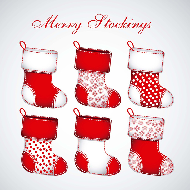 Κόκκινες γυναικείες κάλτσες Χριστουγέννων - Διάνυσμα, εικόνα