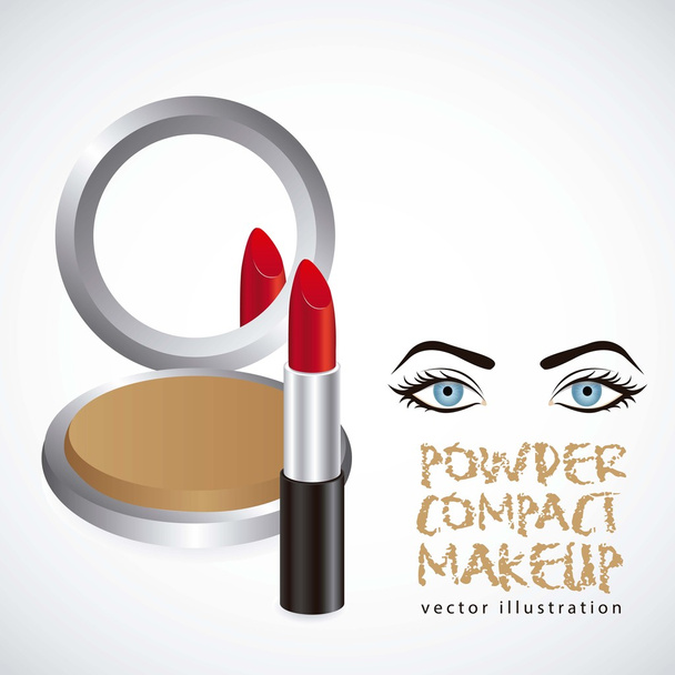 Powder compact with lipstick - Vector, Image