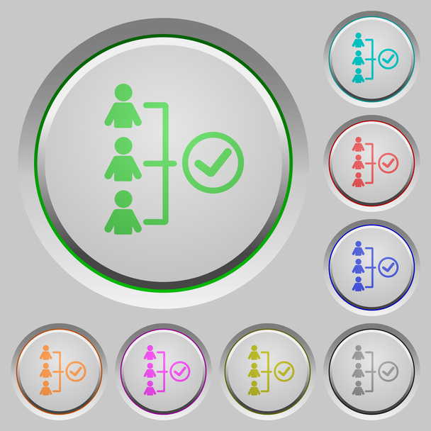 Successful teamwork push buttons - Vector, Image