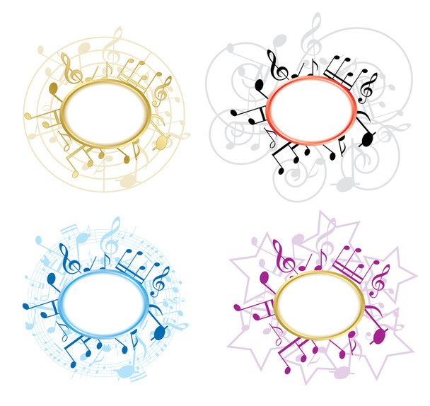 Musik ovale Rahmen mit Noten - Vektor-Set - Vektor, Bild
