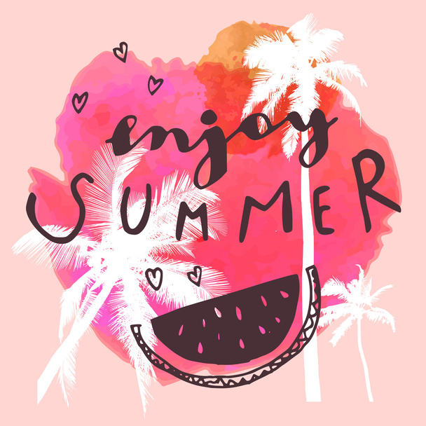 Enjoy Summer greeting card  - Vector, Imagen