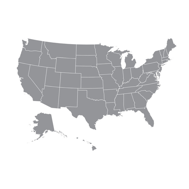 Alto mapa detallado de Estados Unidos con estados federales. Ilustración vectorial Estados Unidos de América
. - Vector, Imagen