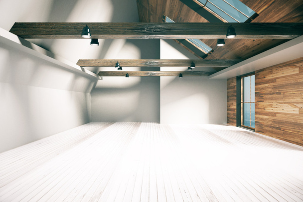 Drewniane i betonowe loft wnętrze - Zdjęcie, obraz