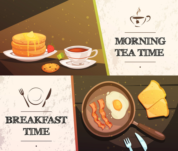 Breakfast Time Horizontal Banners - Vector, Image