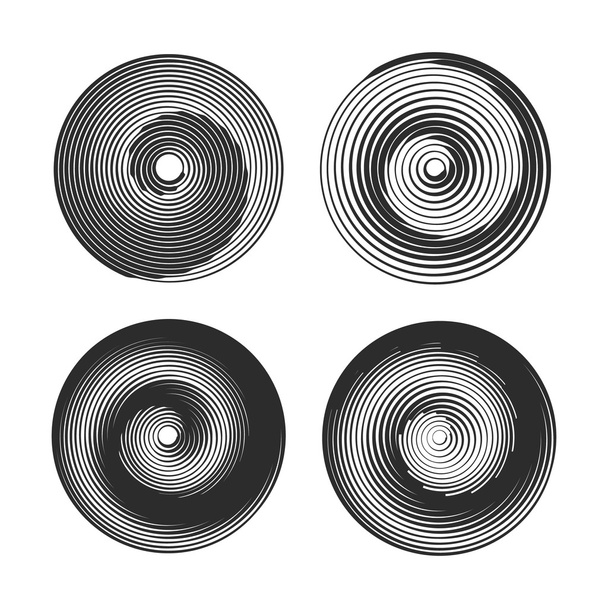 Ensemble d'éléments de mouvement en spirale, objets isolés blancs. Illustration vectorielle
. - Vecteur, image