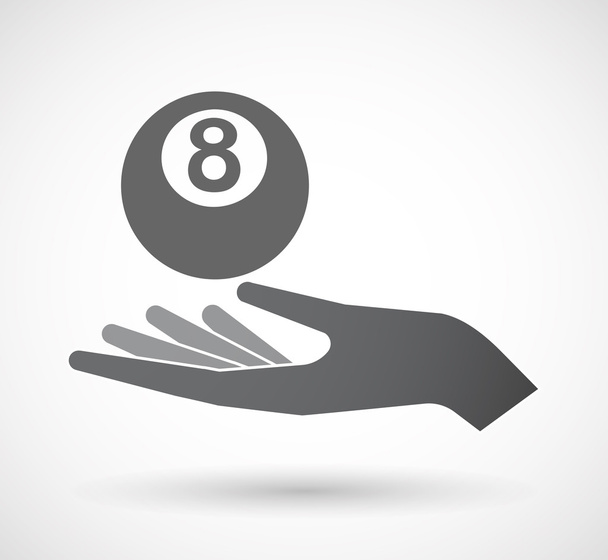 Isolated  offerign hand icon with  a pool ball - Vector, Image