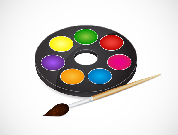 Paintbrush and paints - Vector, Image