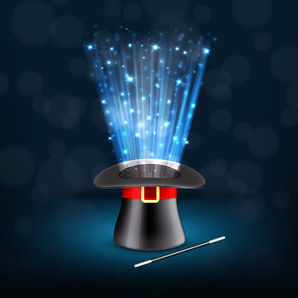 Sombrero de conjurador con brillo mágico
 - Vector, imagen
