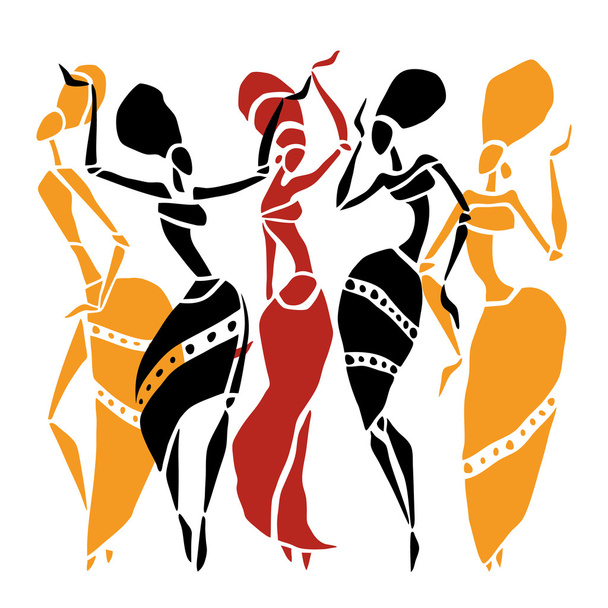 Afrikaanse dansers silhouet set. - Vector, afbeelding