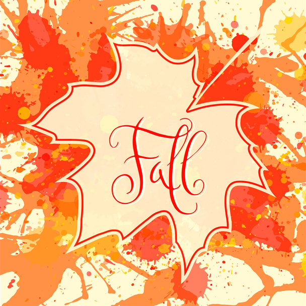 Fall and maple leaf over paint background - Wektor, obraz