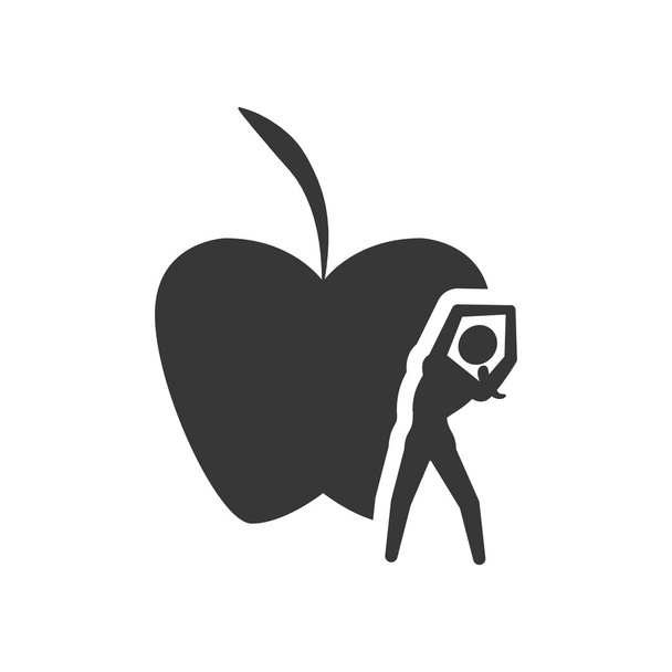 Apple τέντωμα σχεδιασμός υγιεινού τρόπου ζωής - Διάνυσμα, εικόνα