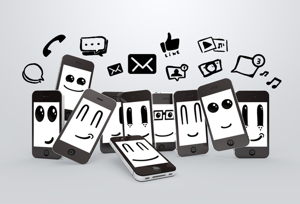 Phones with social media symbol - Photo, Image