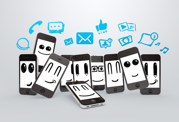 Telefone mit Social-Media-Symbolen - Foto, Bild