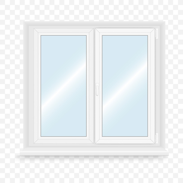 Reális fehér műanyag ablak. Vektoros illusztráció. - Vektor, kép