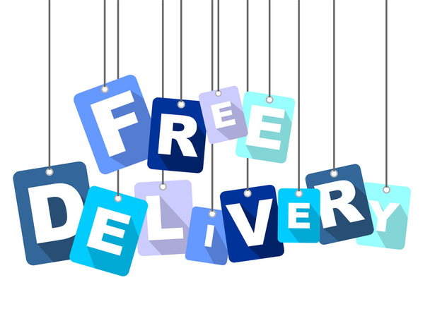 gratis levering, gratis verzending aan blauwe vector, platte vector gratis levering, achtergrond gratis levering - Vector, afbeelding