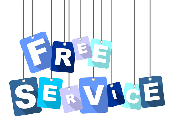 Kostenloser Service, blauer Vektor kostenloser Service, flacher Vektor kostenloser Service, Hintergrund kostenloser Service - Vektor, Bild