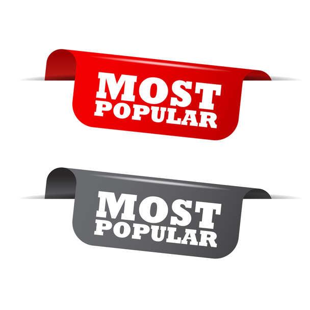 meest populaire, rode banner populairste, vectorelement populairste - Vector, afbeelding