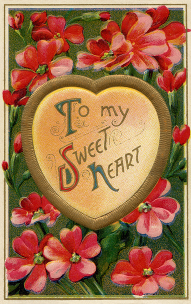 een vintage naar mijn zoete hart valentines kaart - Foto, afbeelding